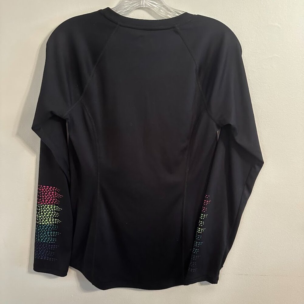 Fila Sport Long Sleeve Black Athletic Top with V-Neck & Sleeve Detailing Medium - Picture 3 of 6